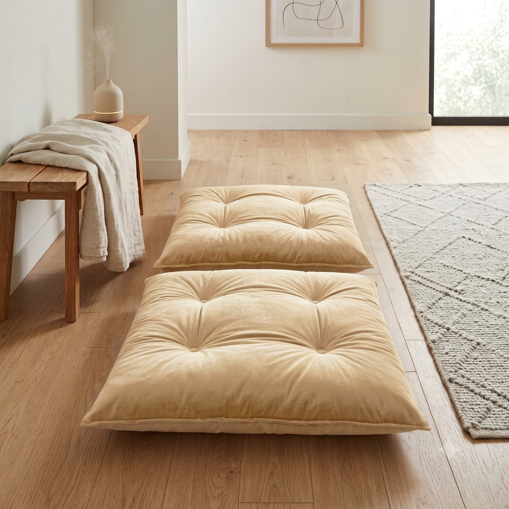 Easy Life Crafts 2-Piece Premium Velvet Floor Cushion Mattress | Ultra-Soft Tufted Lounger & Guest Bed