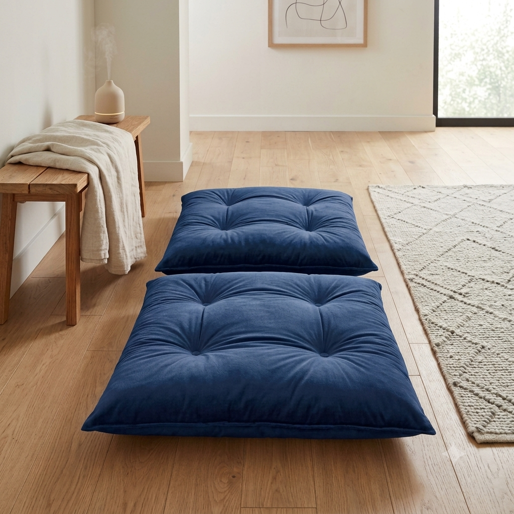 Easy Life Crafts 2-Piece Premium Velvet Floor Cushion Mattress | Ultra-Soft Tufted Lounger & Guest Bed
