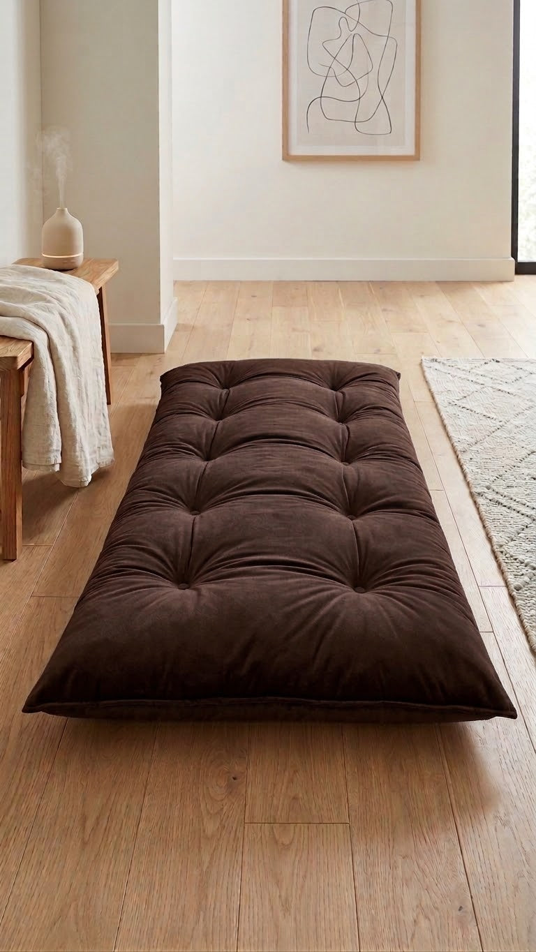 Premium Velvet Floor Cushion Mattress – Extra Comfortable Folding Floor Bed