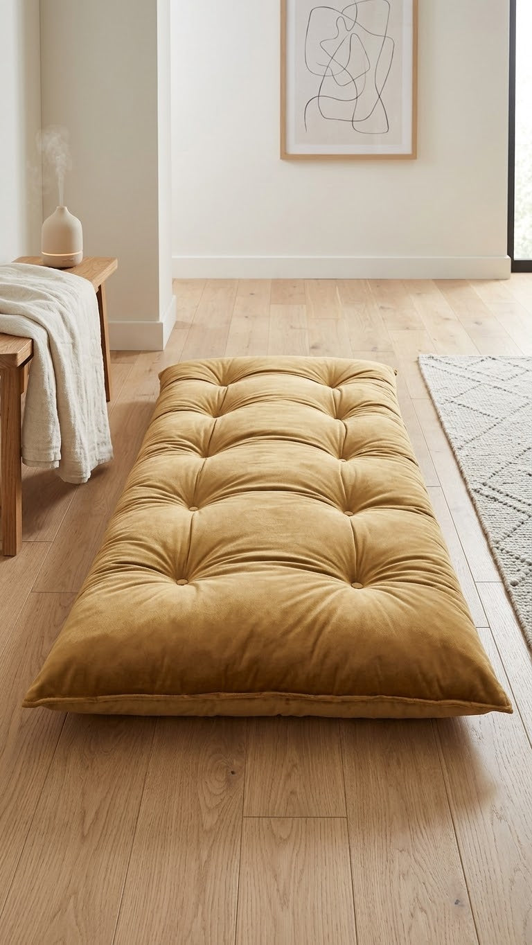 Premium Velvet Floor Cushion Mattress – Extra Comfortable Folding Floor Bed