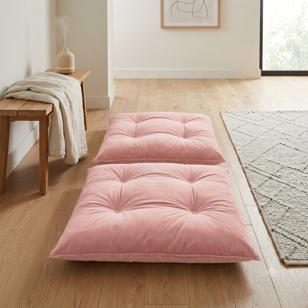 Easy Life Crafts 2-Piece Premium Velvet Floor Cushion Mattress | Ultra-Soft Tufted Lounger & Guest Bed