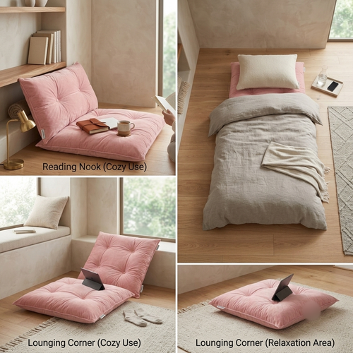 Easy Life Crafts 2-Piece Premium Velvet Floor Cushion Mattress | Ultra-Soft Tufted Lounger & Guest Bed